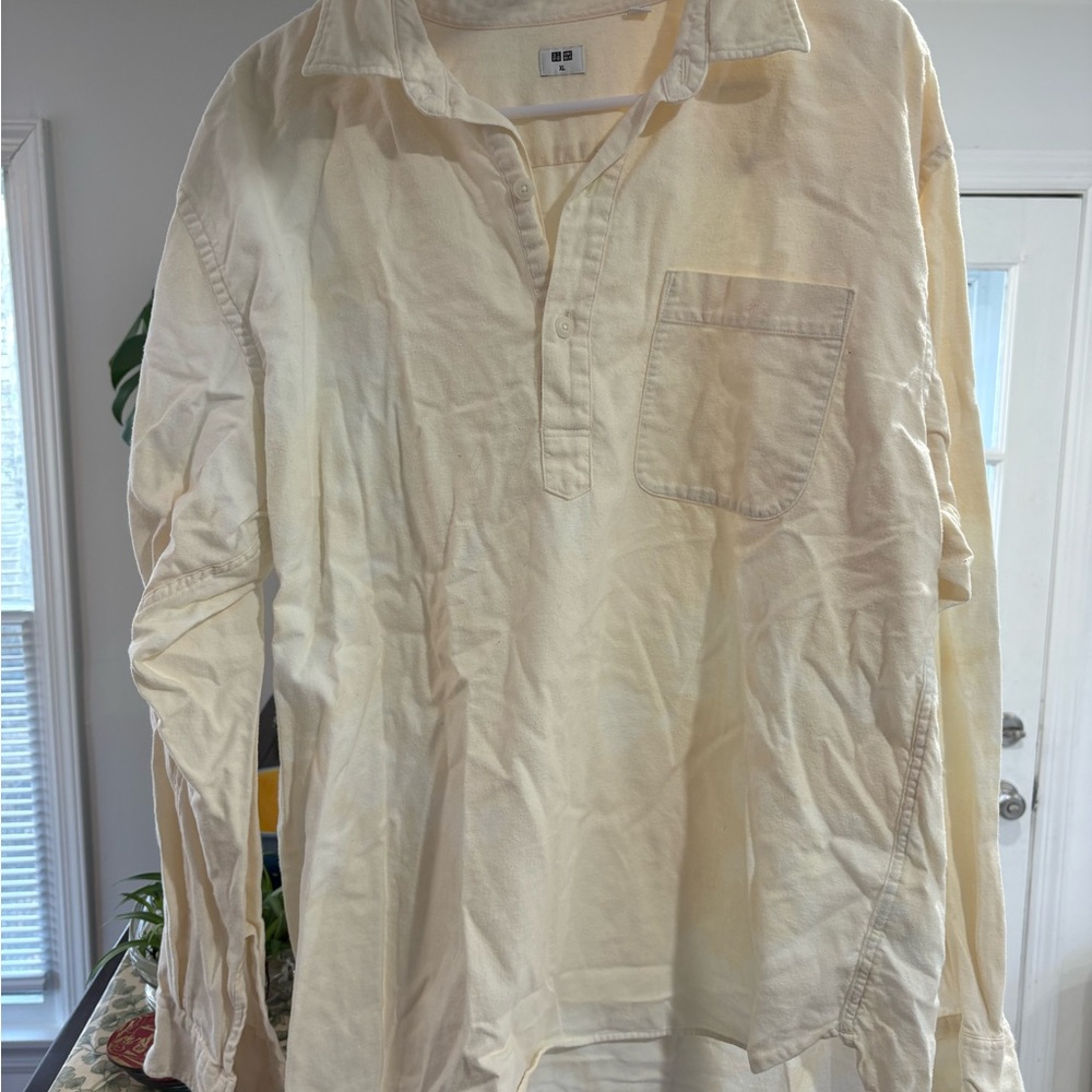Uniqlo Men's Casual Cream Button Down Shirt